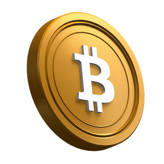 Pièce Bitcoin BTC orientée en diagonale, utilisée comme élément visuel dans la section hero